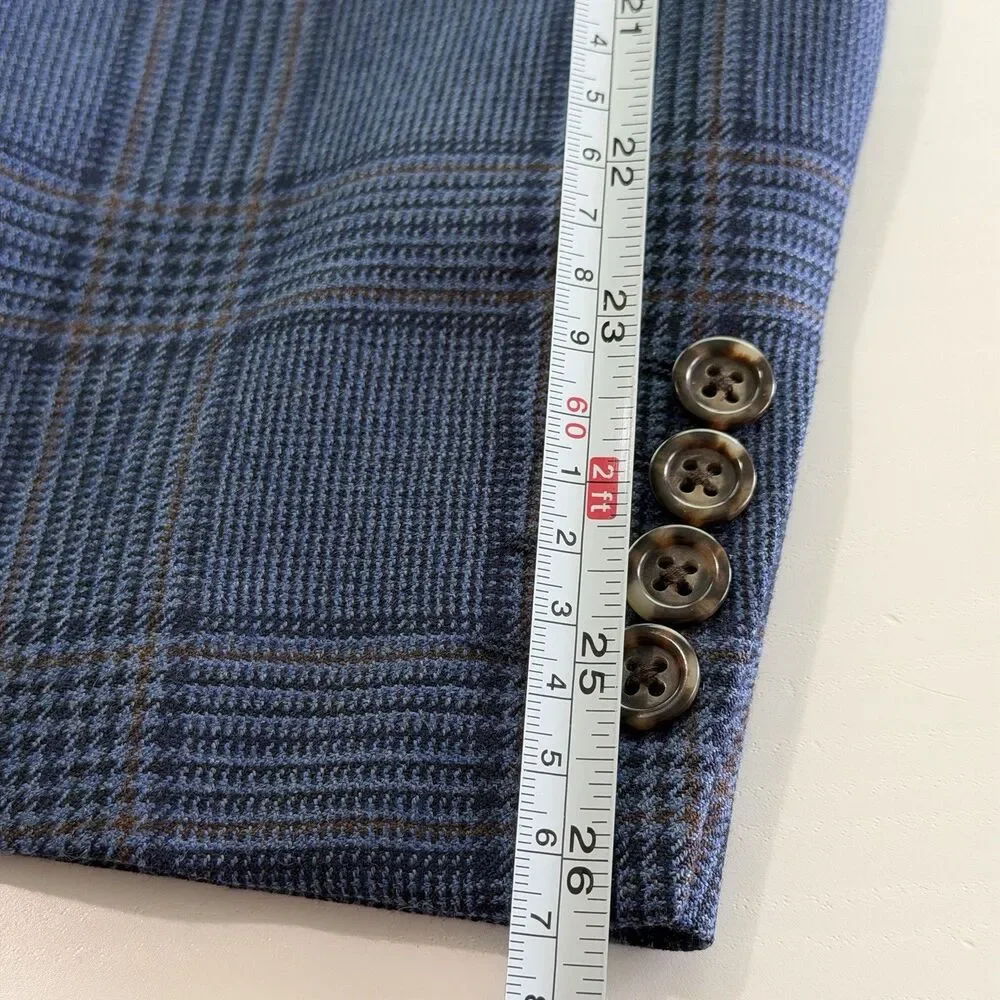 Loro Piana Blazer Mens 46L 100% Cashmere Blue Glen Plaid Jack Victor Selbywood